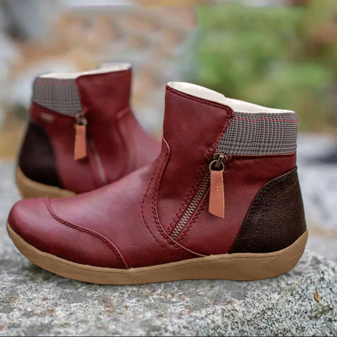 Thera | Women’s Colorblock Orthopedic Ankle Boots with Zipper
