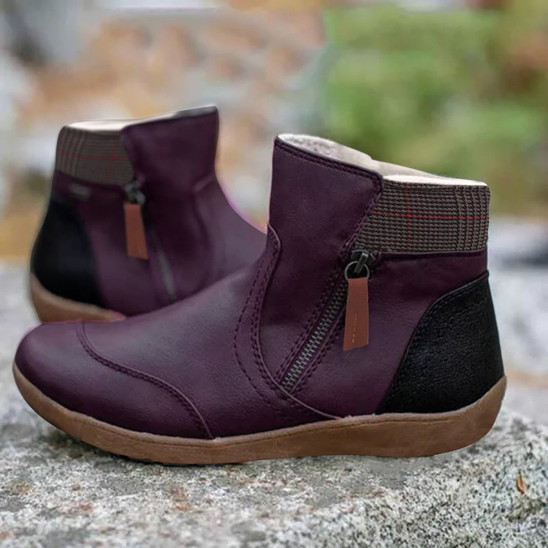 Thera | Women’s Colorblock Orthopedic Ankle Boots with Zipper