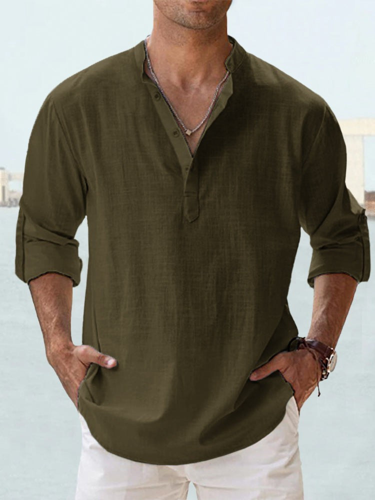 Edward | Men’s Casual Long Sleeve Shirt with Half Buttons