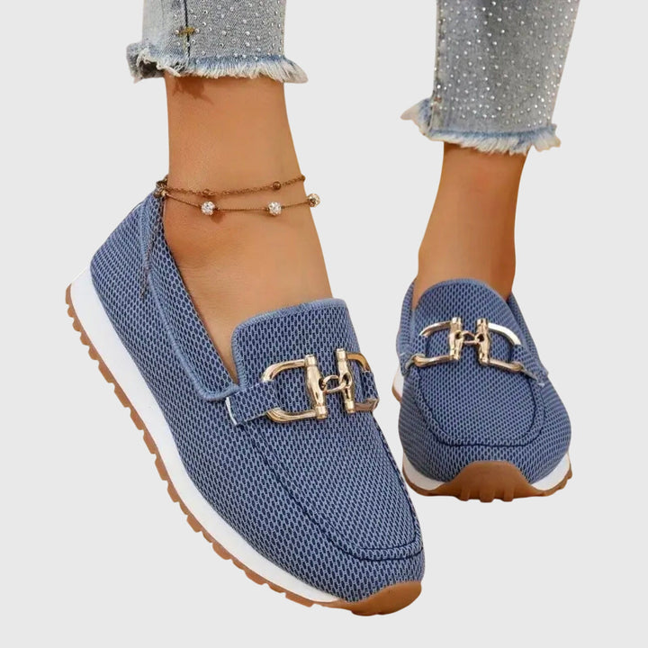 Emsley | Women's Knit Slip On Loafers with Gold Hardware