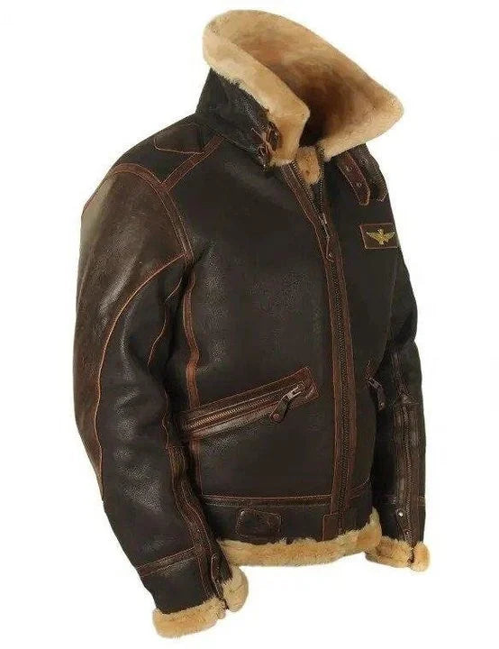 Fabian | Men's Classic Aviation Style Leather Jacket with Fur Lining