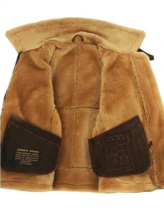 Anton | Men’s Aviator Leather Jacket with Shearling and Zippers