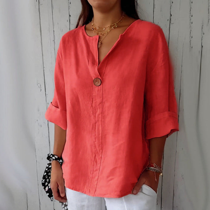 Gracey| Women’s One Button Blouse with Half Sleeves