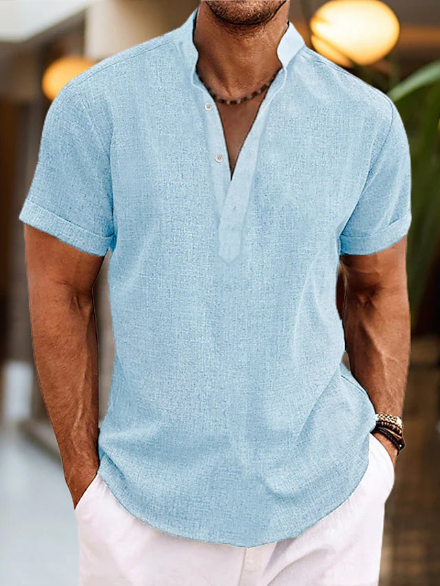Caspian | Men’s Half Button-Up Shirt with Short Sleeves