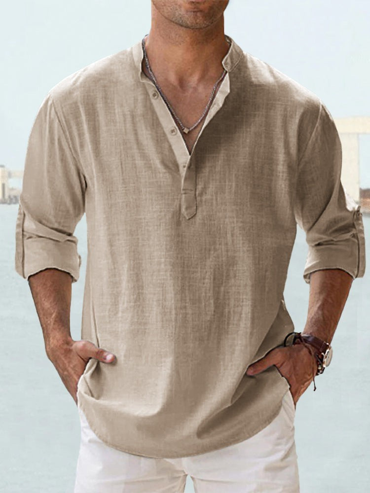 Edward | Men’s Casual Long Sleeve Shirt with Half Buttons