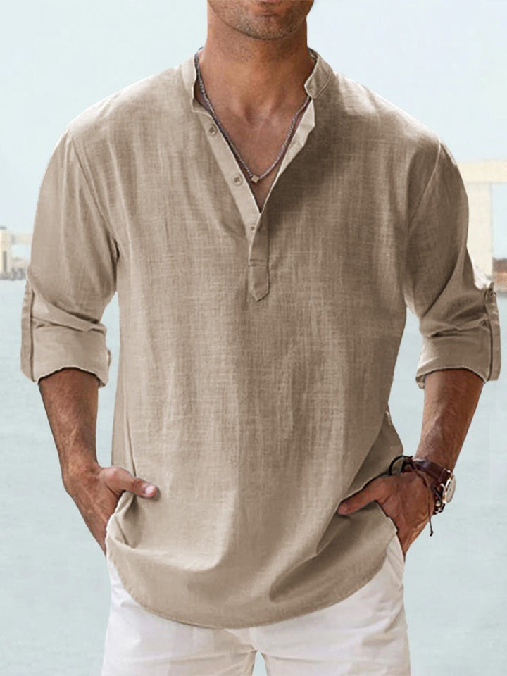 Edward | Men’s Casual Long Sleeve Shirt with Half Buttons