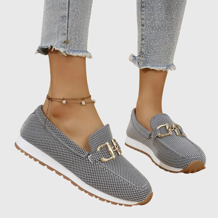 Emsley | Women's Knit Slip On Loafers with Gold Hardware