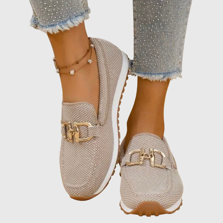 Emsley | Women's Knit Slip On Loafers with Gold Hardware
