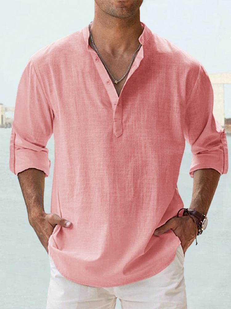 Edward | Men’s Casual Long Sleeve Shirt with Half Buttons