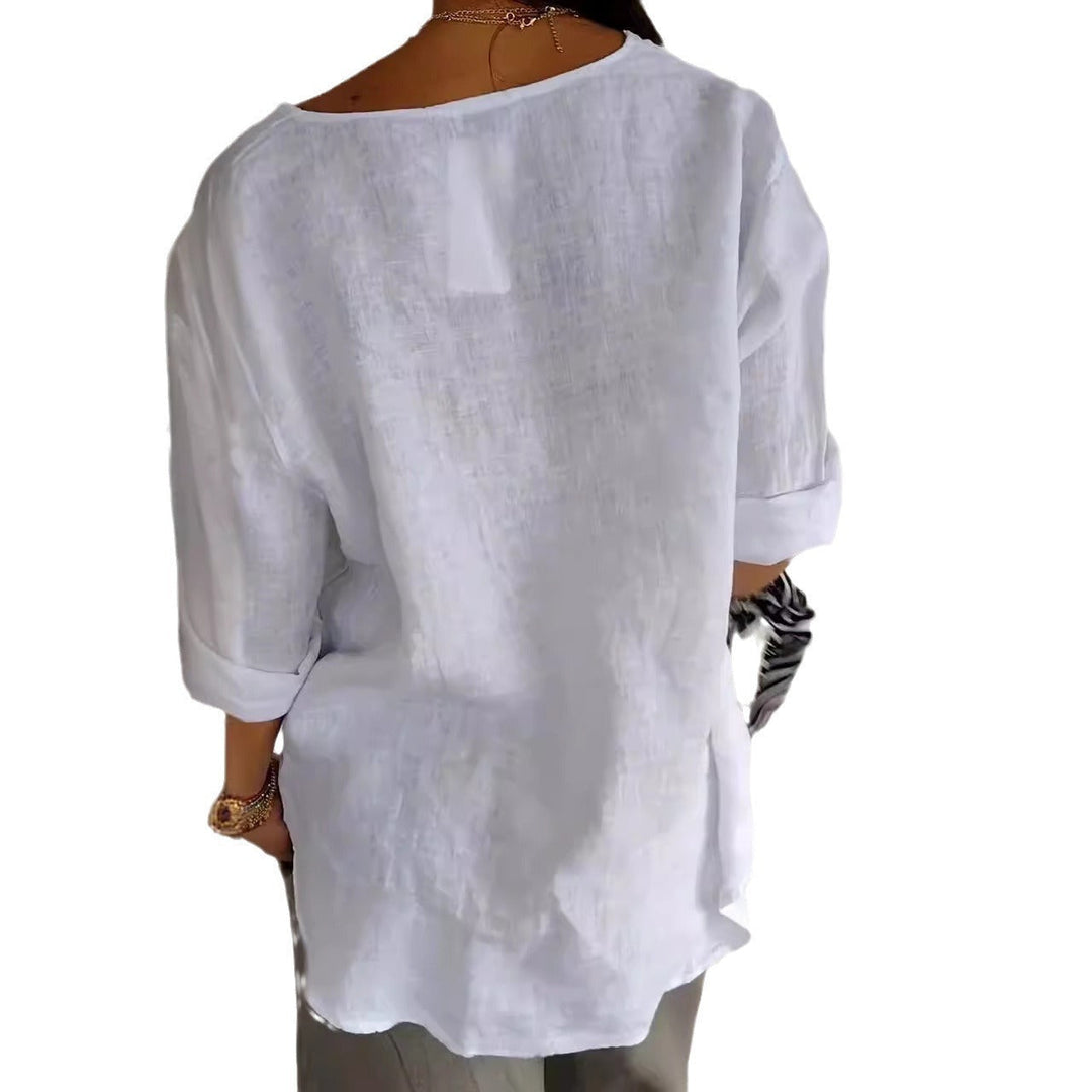 Gracey| Women’s One Button Blouse with Half Sleeves