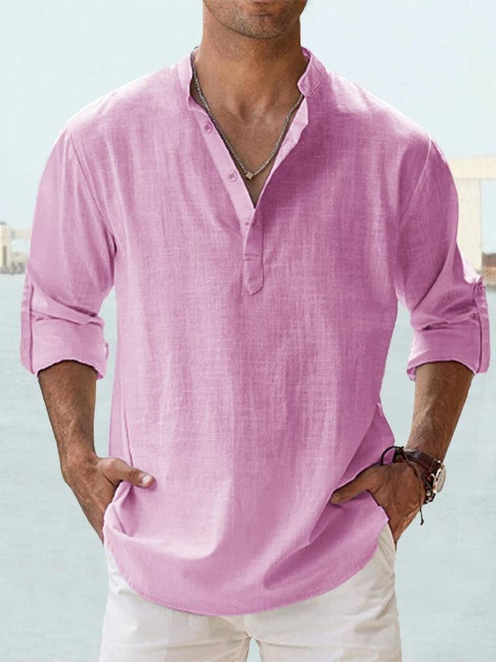 Edward | Men’s Casual Long Sleeve Shirt with Half Buttons
