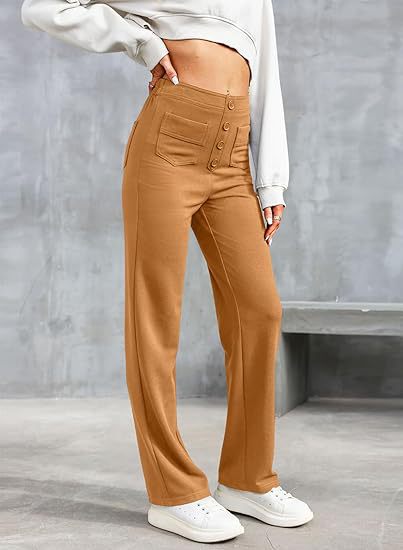 Delphine | Women’s High Waisted Tailored Trousers with Buttons and Pockets