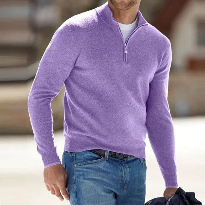 Rex | Men’s Cashmere Zip-Up Sweater with Stand Collar