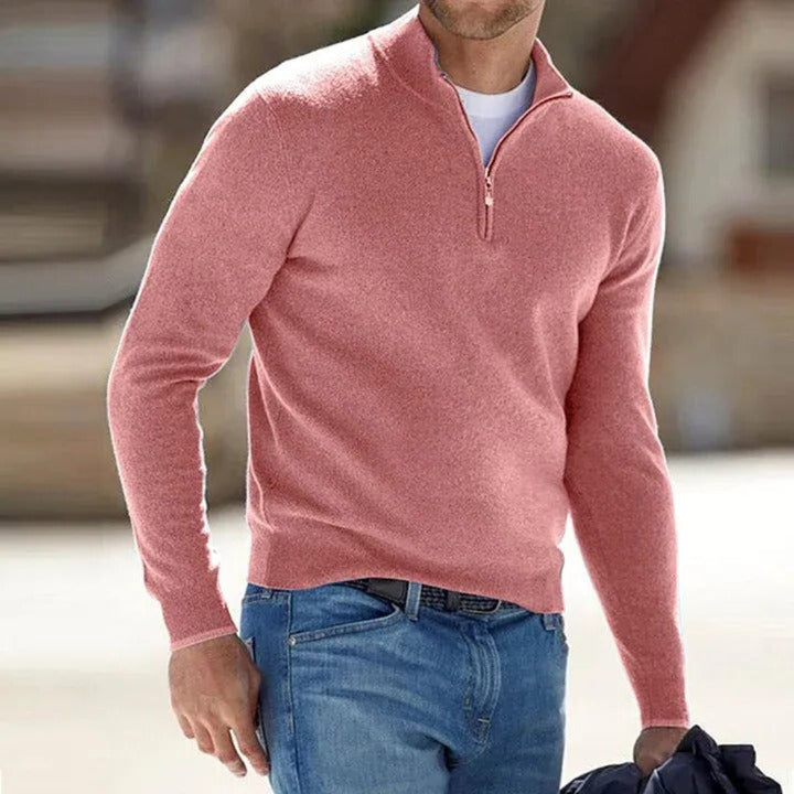 Rex | Men’s Cashmere Zip-Up Sweater with Stand Collar