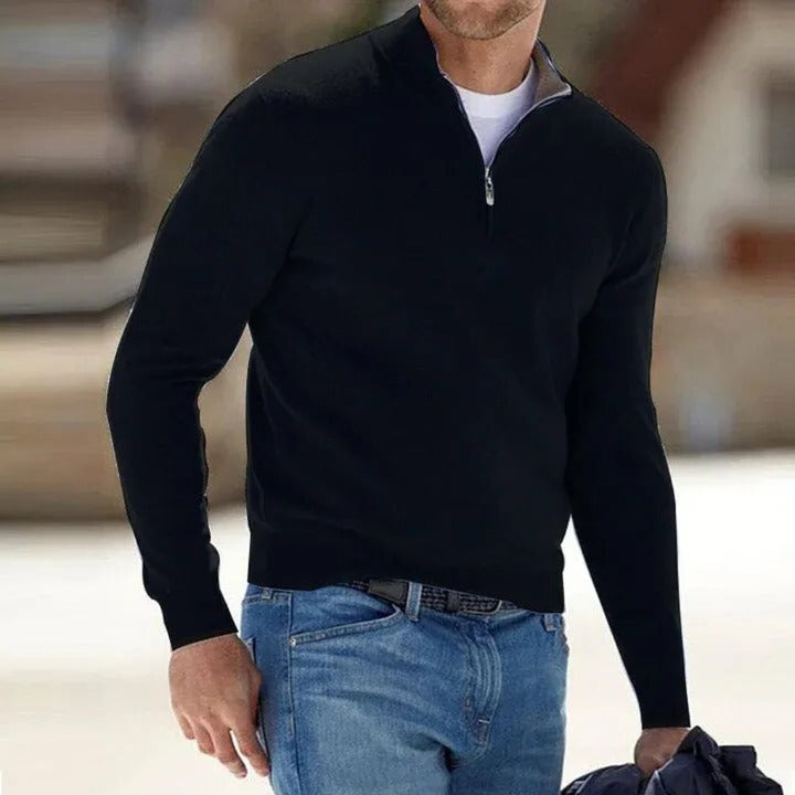 Rex | Men’s Cashmere Zip-Up Sweater with Stand Collar