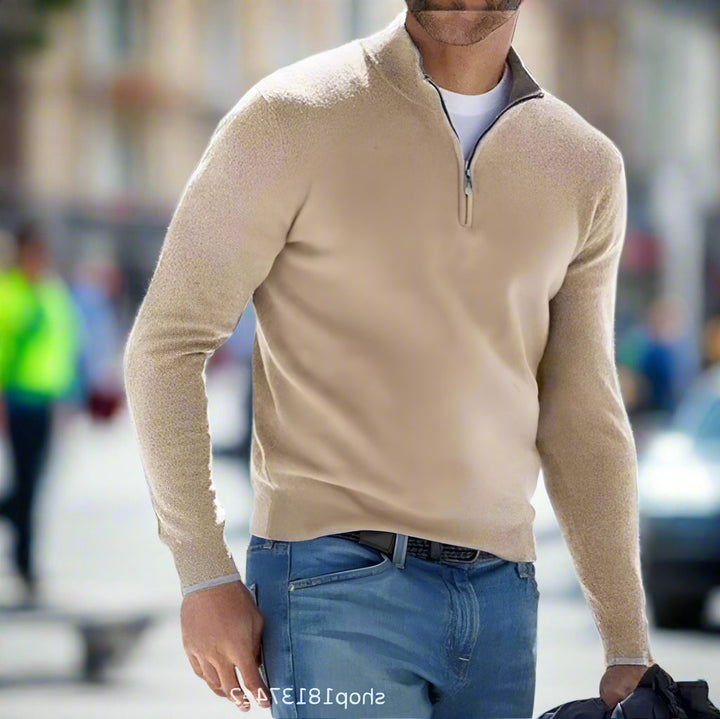 Rex | Men’s Cashmere Zip-Up Sweater with Stand Collar