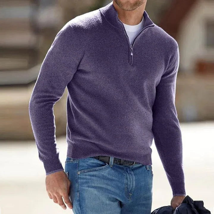 Rex | Men’s Cashmere Zip-Up Sweater with Stand Collar