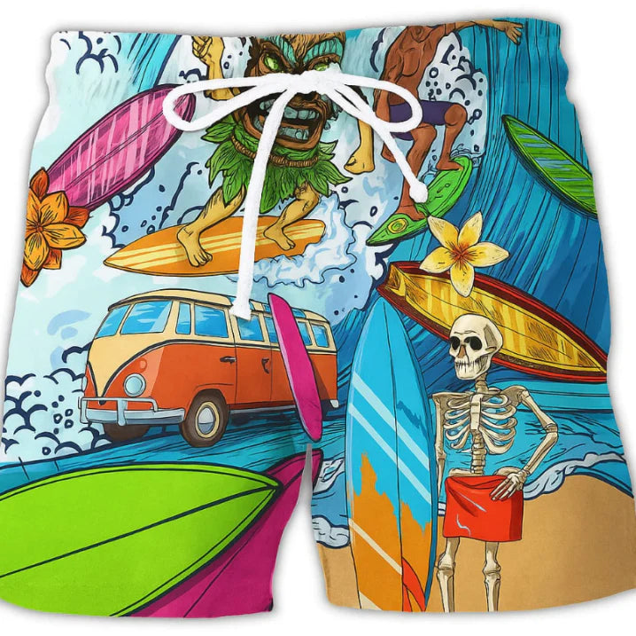 Idzel | Men's Cartoon Prints Swim Shorts with Drawstring