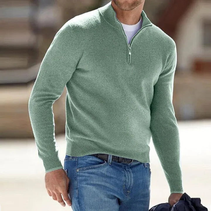 Rex | Men’s Cashmere Zip-Up Sweater with Stand Collar
