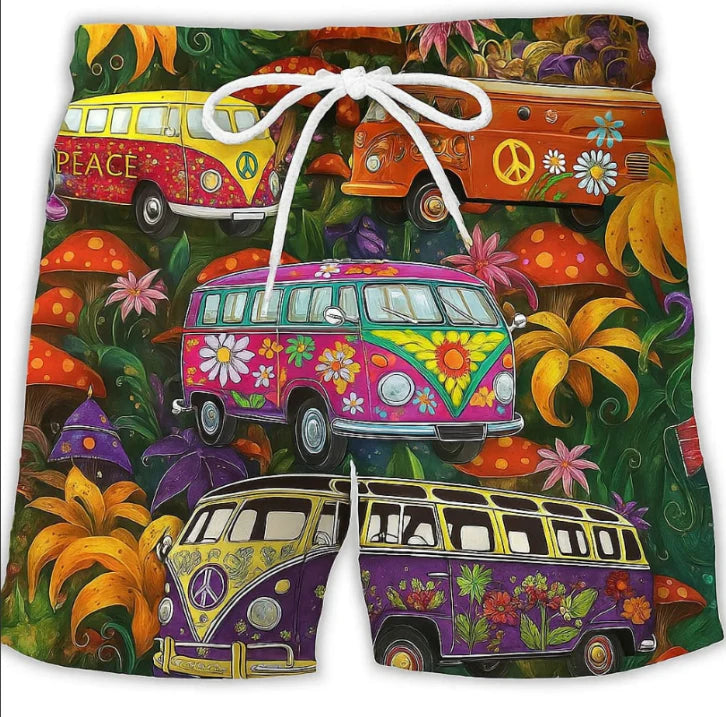Idzel | Men's Cartoon Prints Swim Shorts with Drawstring