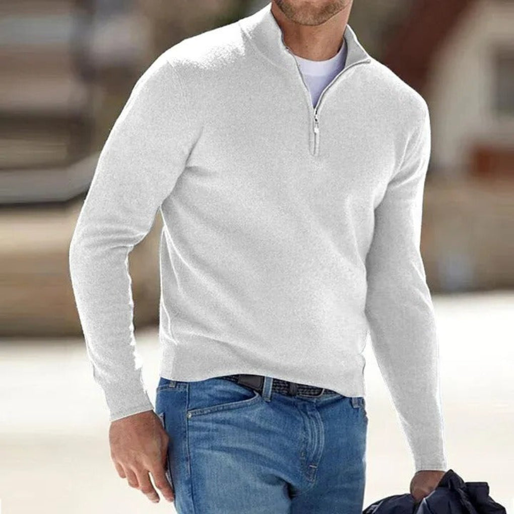 Rex | Men’s Cashmere Zip-Up Sweater with Stand Collar