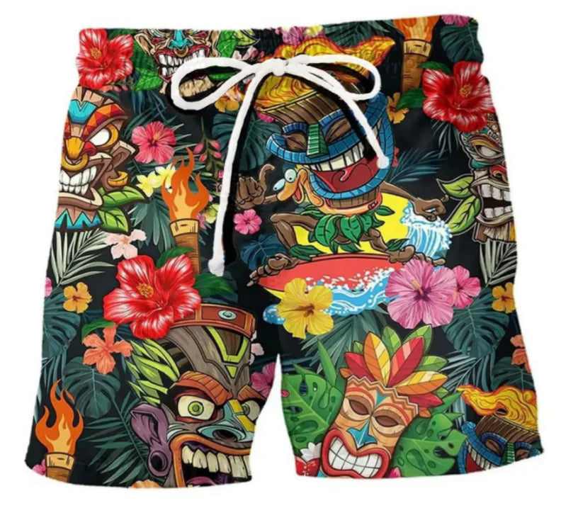 Idzel | Men's Cartoon Prints Swim Shorts with Drawstring