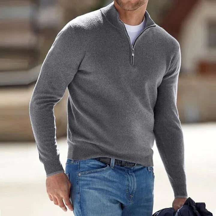 Rex | Men’s Cashmere Zip-Up Sweater with Stand Collar