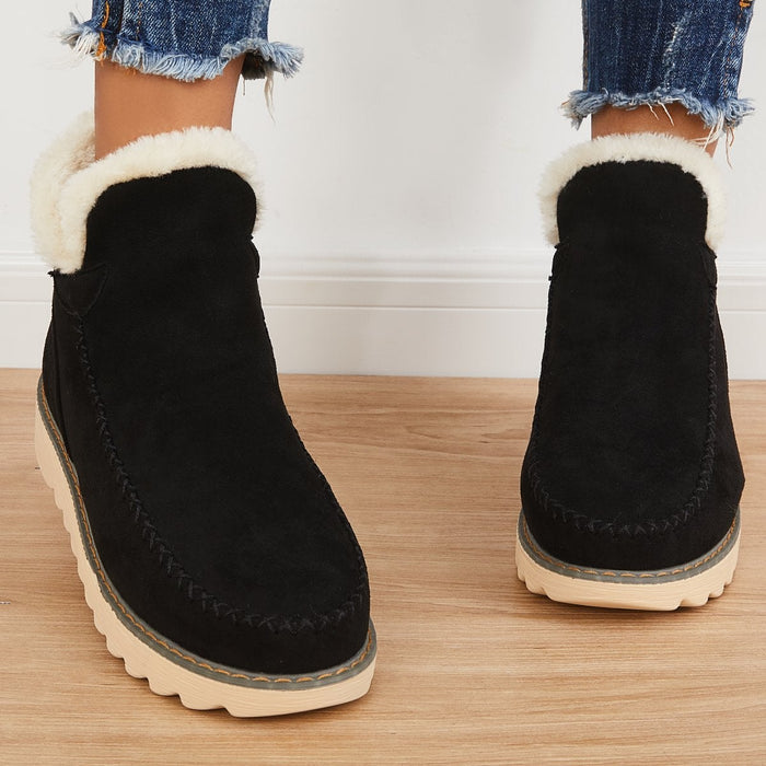Brisa | Women's Suede Ankle Boots with Faux Fur Lining