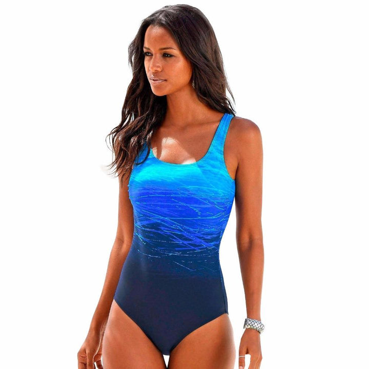 Azria | Cross Back One Piece Swimsuit with Radiant Print