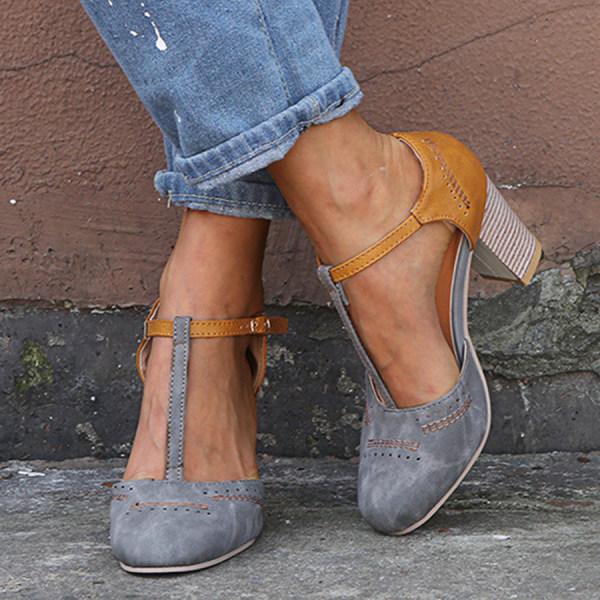 Jorina | Women's Closed Toe High Heels with Stitch and Eyelet Style
