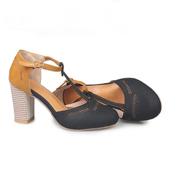 Jorina | Women's Closed Toe High Heels with Stitch and Eyelet Style