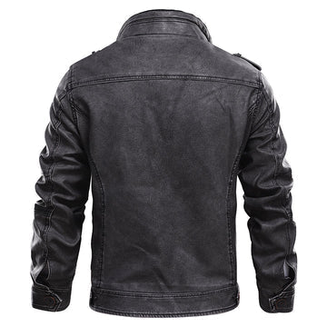 Stellan | Men's Leather Jacket with Pockets and Without Hood