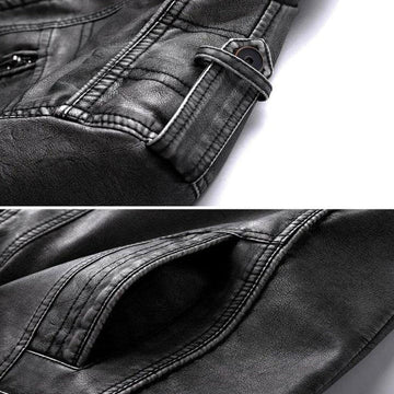 Stellan | Men's Leather Jacket with Pockets and Without Hood