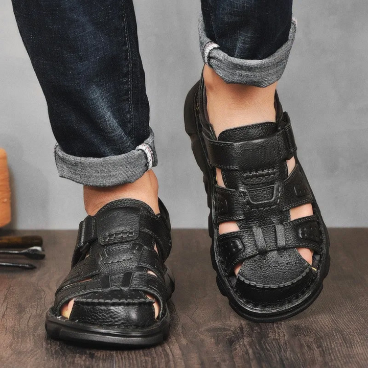 Zaylen | Men's Multiple Strap Ventilation Leather Sandals