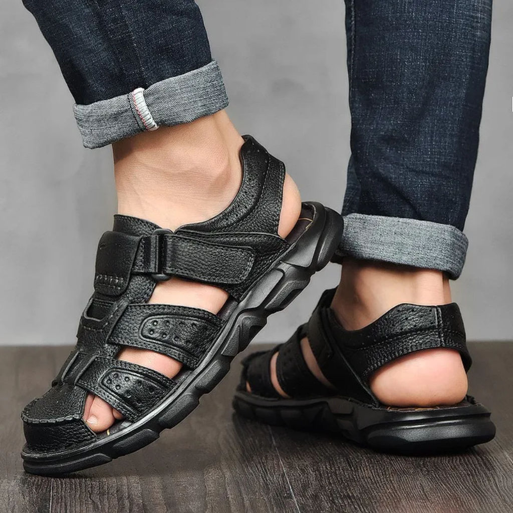 Zaylen | Men's Multiple Strap Ventilation Leather Sandals