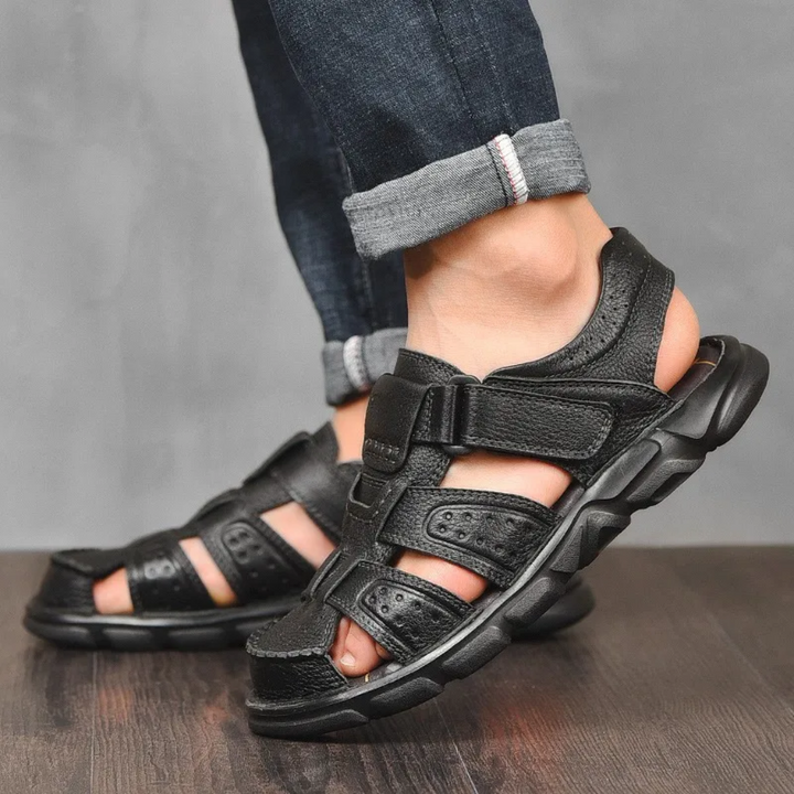 Zaylen | Men's Multiple Strap Ventilation Leather Sandals