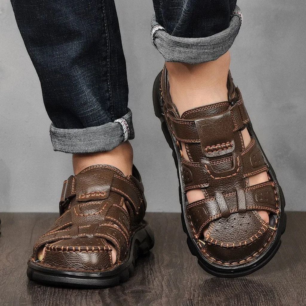 Zaylen | Men's Multiple Strap Ventilation Leather Sandals