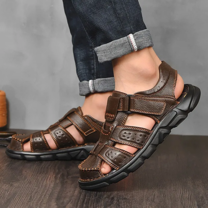 Zaylen | Men's Multiple Strap Ventilation Leather Sandals