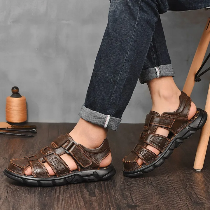 Zaylen | Men's Multiple Strap Ventilation Leather Sandals