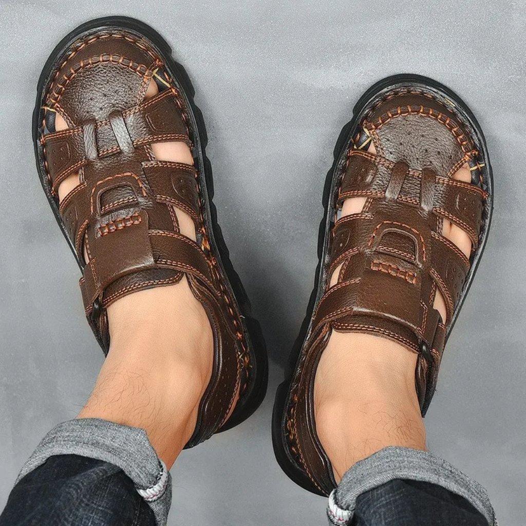 Zaylen | Men's Multiple Strap Ventilation Leather Sandals