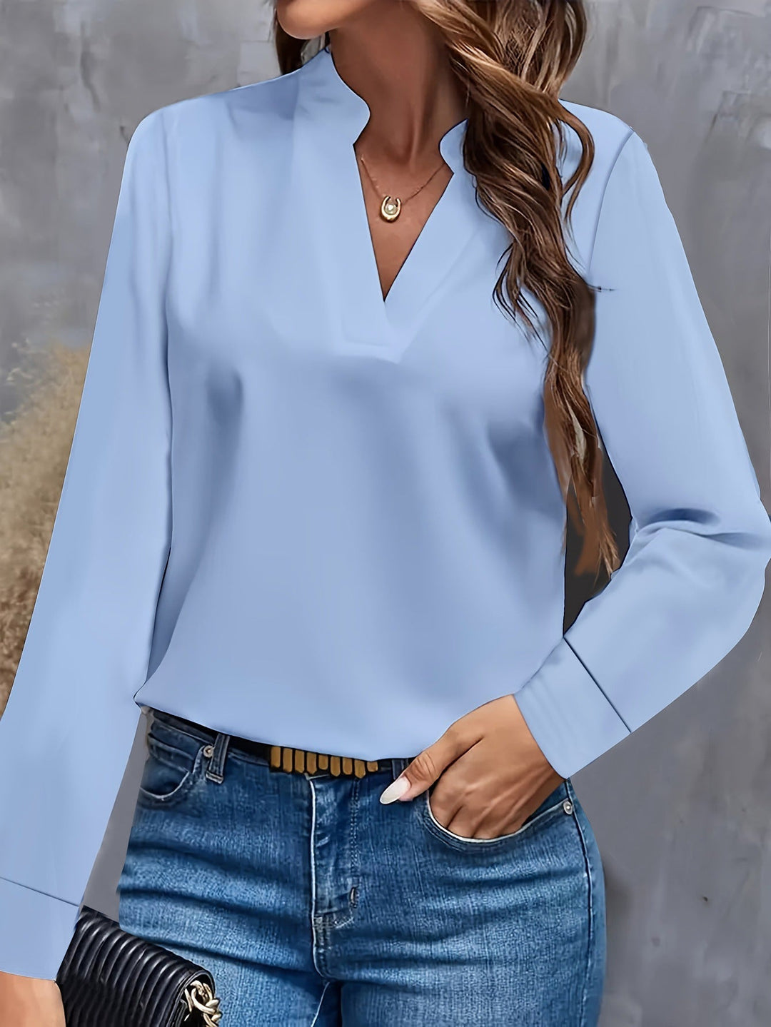 Vionara | Women's Long Sleeve Blouse with V-neck