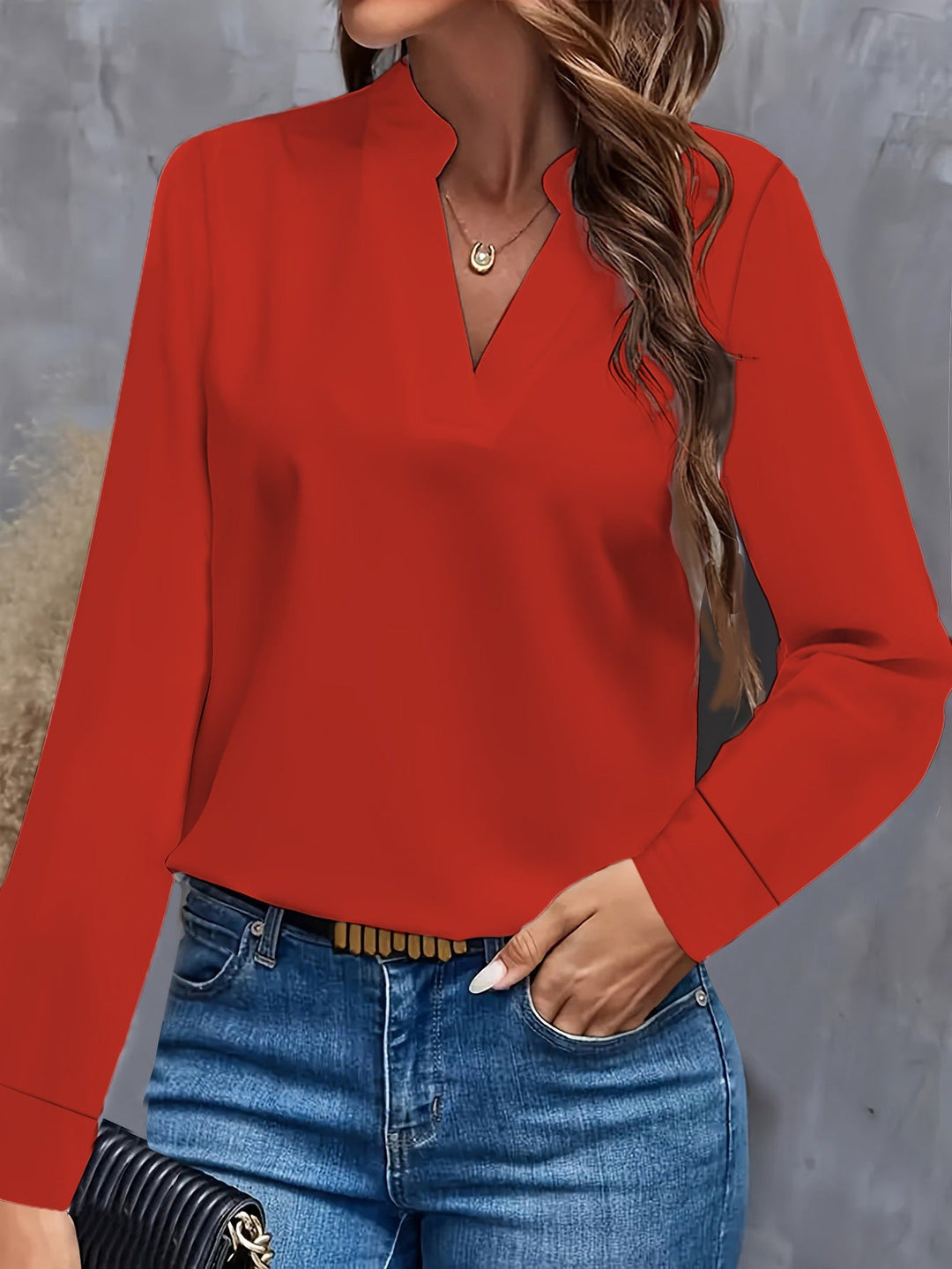 Vionara | Women's Long Sleeve Blouse with V-neck