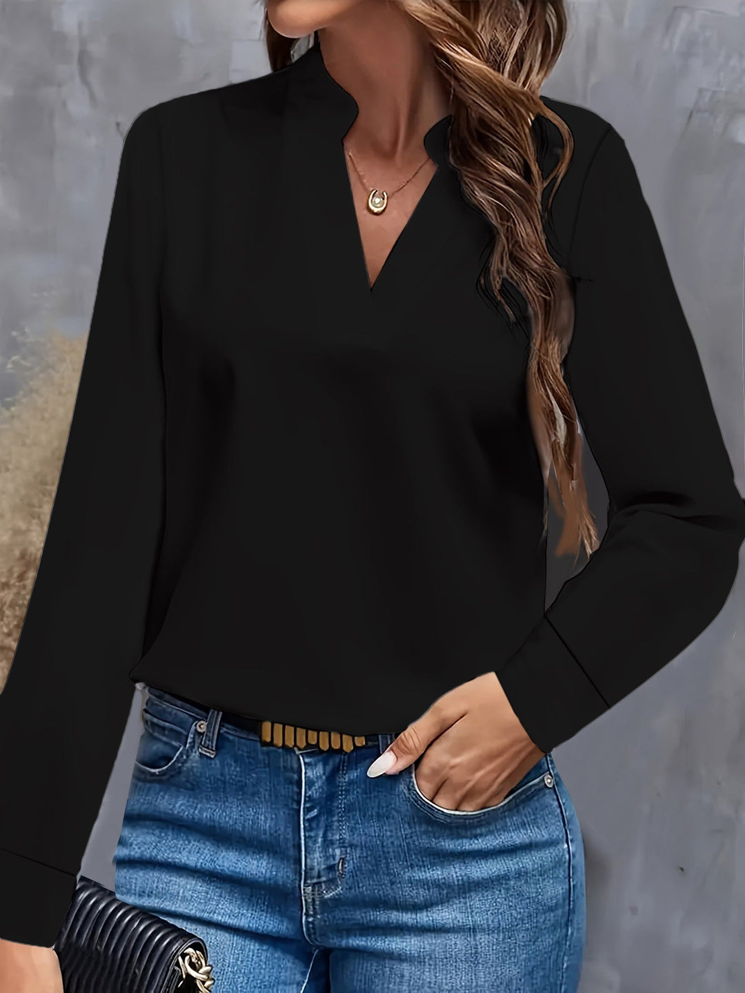 Vionara | Women's Long Sleeve Blouse with V-neck