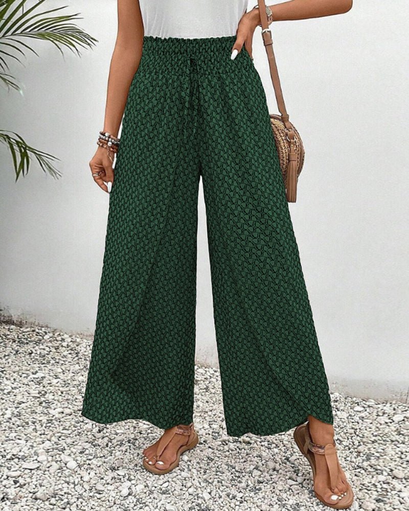 Darelle | Women's Printed Wide Leg Pants with Elastic and High Waisted