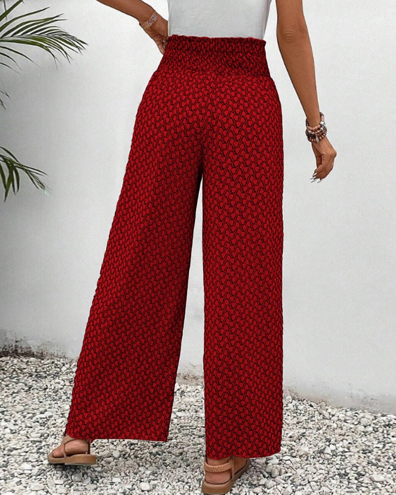 Darelle | Women's Printed Wide Leg Pants with Elastic and High Waisted