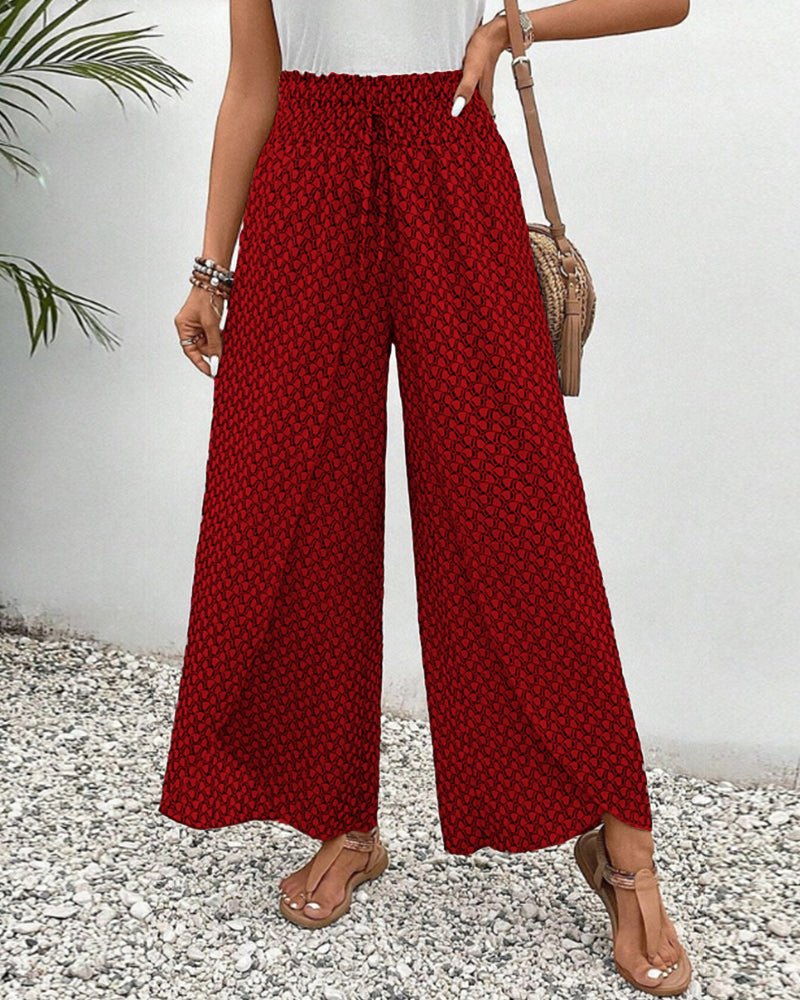 Darelle | Women's Printed Wide Leg Pants with Elastic and High Waisted