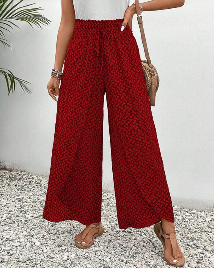 Darelle | Women's Printed Wide Leg Pants with Elastic and High Waisted