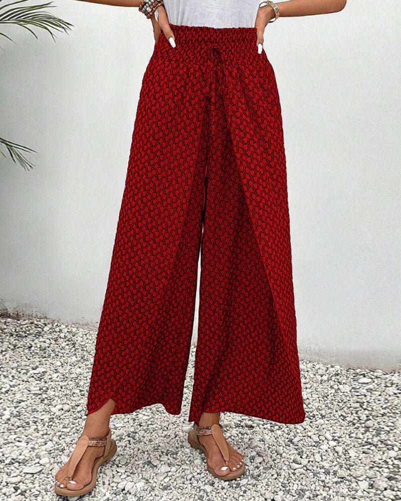 Darelle | Women's Printed Wide Leg Pants with Elastic and High Waisted