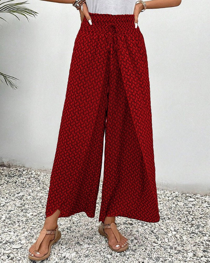 Darelle | Women's Printed Wide Leg Pants with Elastic and High Waisted