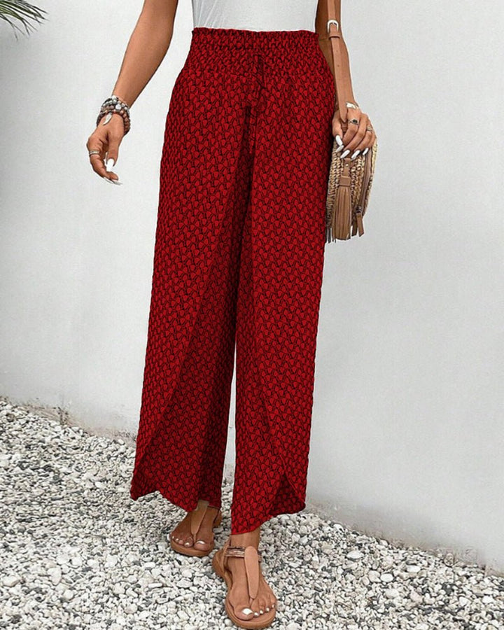Darelle | Women's Printed Wide Leg Pants with Elastic and High Waisted